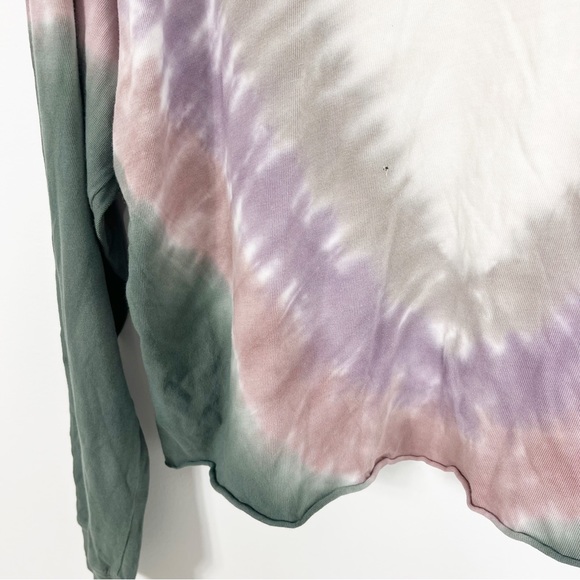 Daydreamer Dusty Rose Tie Dye Crewneck Long Sleeve Crop Tee - Picture 8 of 9